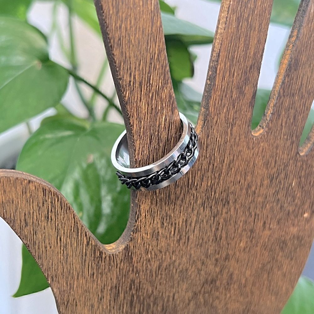 Men's Stainless-Steel Spinner Ring - Size 11